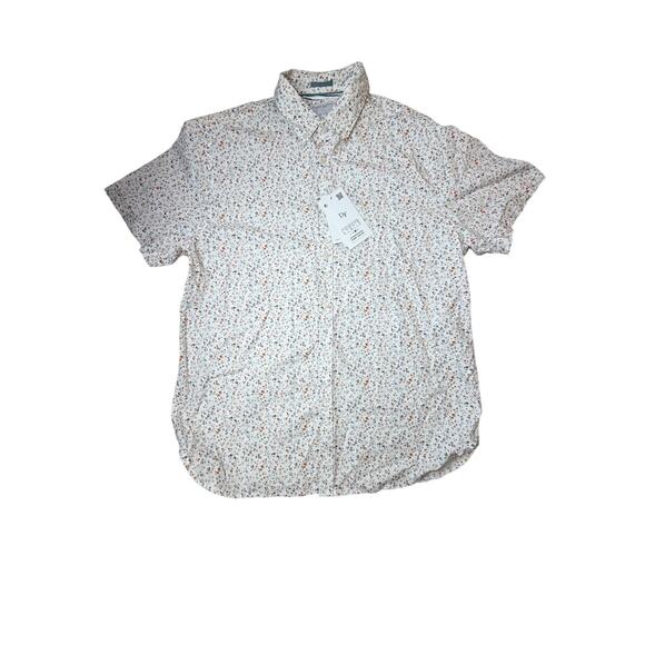 Denim & Flower Redefined Men’s Button Up Shirt Size L White Floral Short Sleeve - Picture 1 of 7